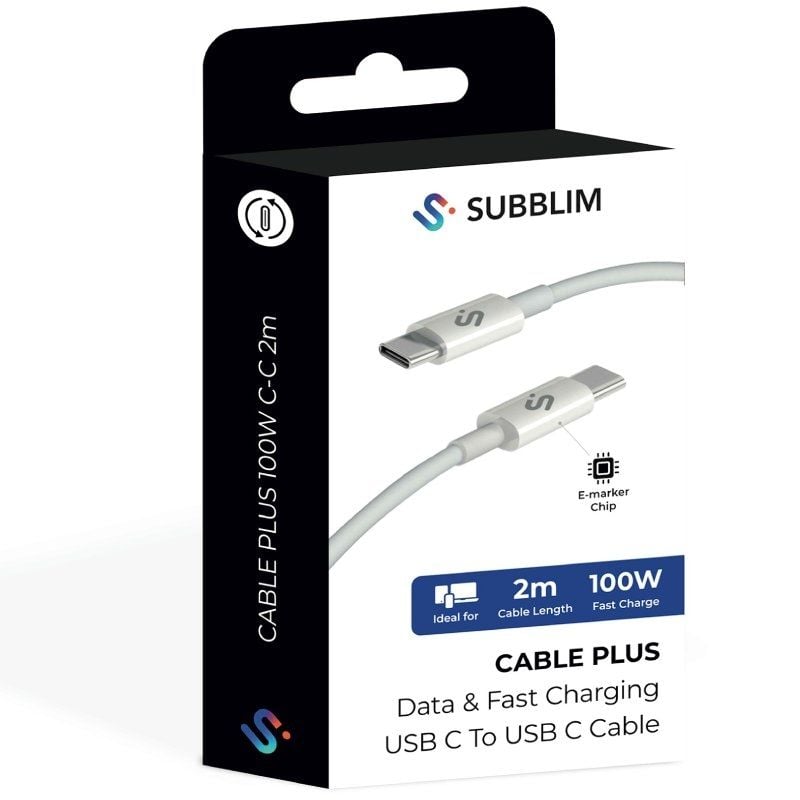 Cabo USB 2.0 Sublimador USB 2.0 Tipo C Plus / USB Tipo C Macho - USB Tipo C Macho / Até 100W / 480m…