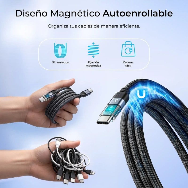 Cabo USB 2.0 Tipo C Sublim Powermag LED / USB Tipo C Macho - USB Tipo C Macho / Até 100 W / 480 Mbp…