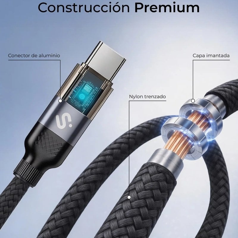 Cabo USB 2.0 Tipo C Sublim Powermag LED / USB Tipo C Macho - USB Tipo C Macho / Até 100 W / 480 Mbp…