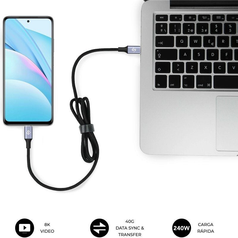 Cabo USB 4.0 Type-c Subblim High / USB Type-c Macho - USB Type-c Macho / Até 240W / 1,5m / Preto