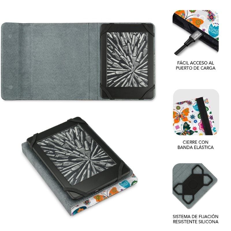 Capa para Livro Eletrónico Subblim 1EC010 Clever Ebook Case 6" Borboletas