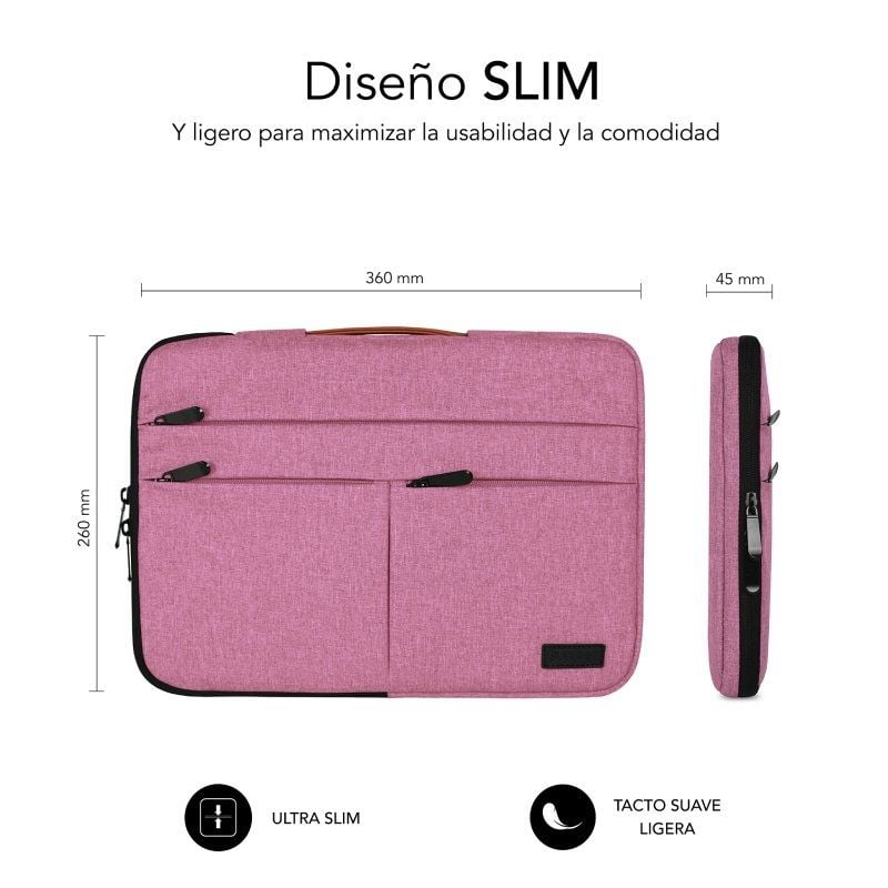 Bolsa Subblim Air Padding 360 para Computadores Portáteis Até 14" / Rosa