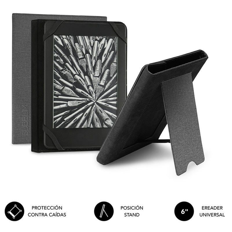 Capa para Leitor Eletrónico Subblim Clever Ebook Stand Case 6" / Cinza