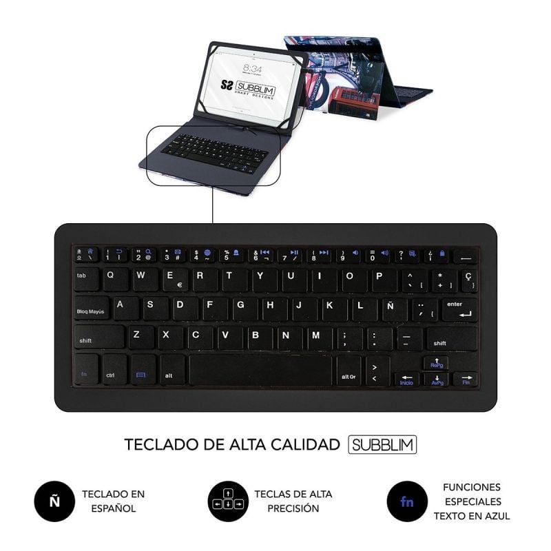 Subblim Keytab Pro USB England Keyboard Keyboard Case para Tablets de 10,1"-11"