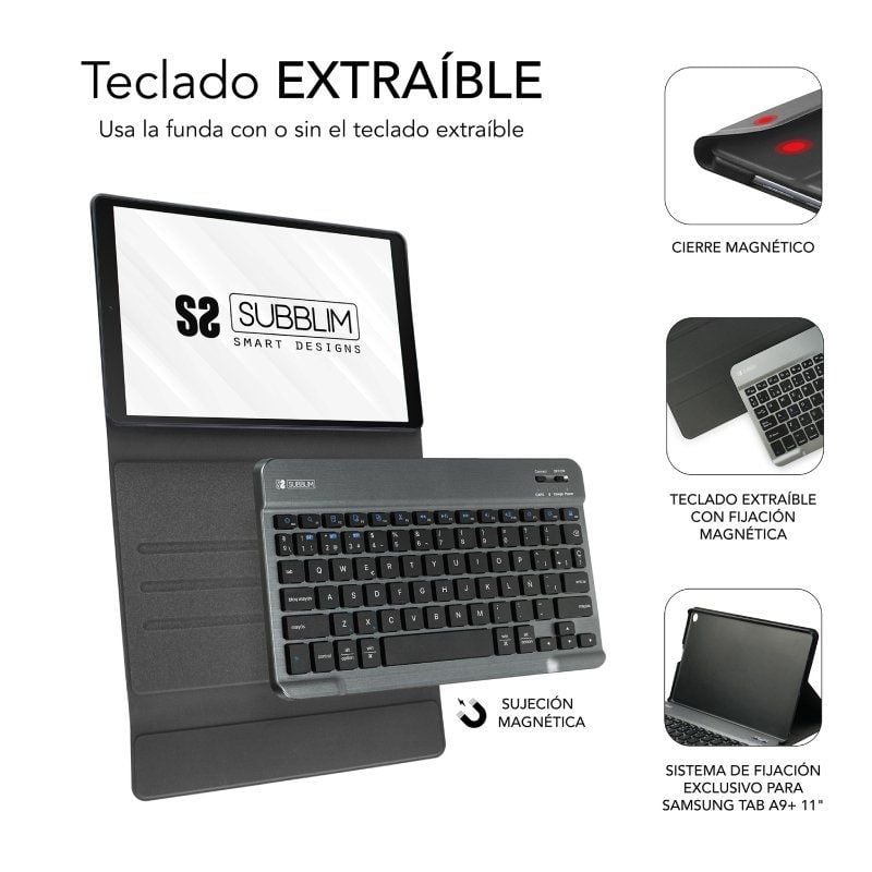 Capa de Teclado Subblim Keytab Pro BT para Tablets Samsung Galaxy A9+ / Preto