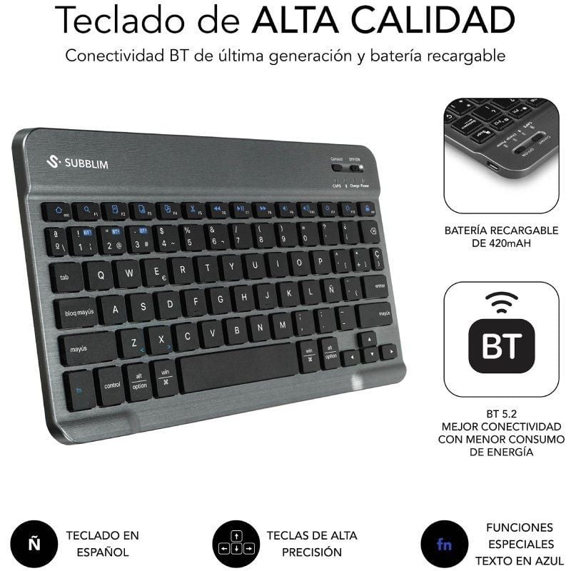 Capa de Teclado Subblim Keytab Pro BT para Tablets Samsung Galaxy A11+ / Preto