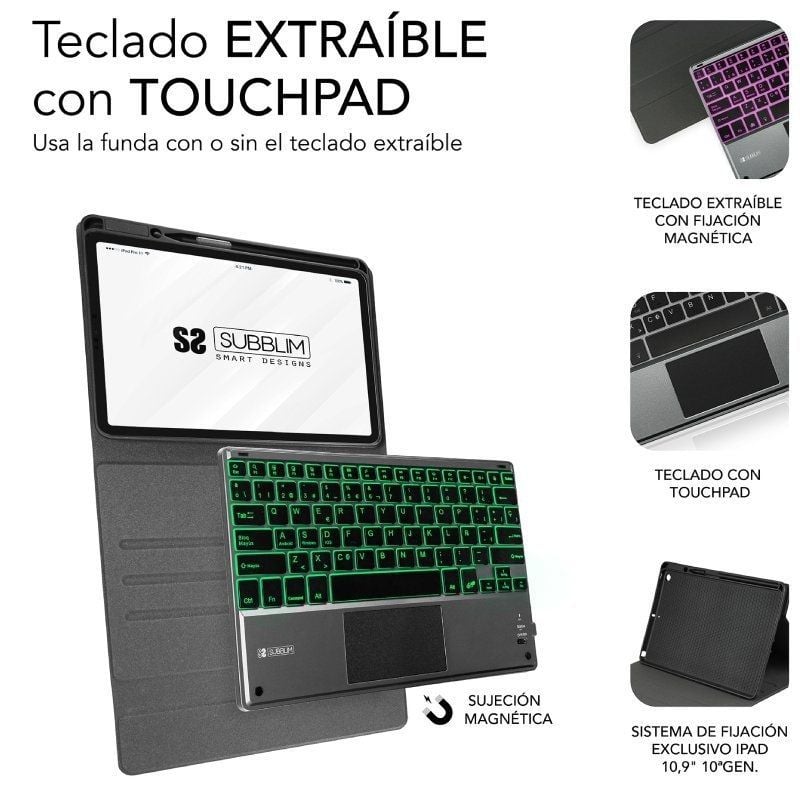 Capa de Teclado Subblim Keytab Pro BT para Ipad 10,9" Tablet de 10ª Geração / Preto