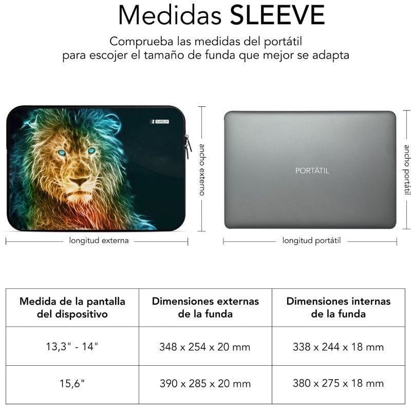 Bolsa Subblim Trendy Sleeve Neo Lion para Computadores Portáteis Até 15,6".