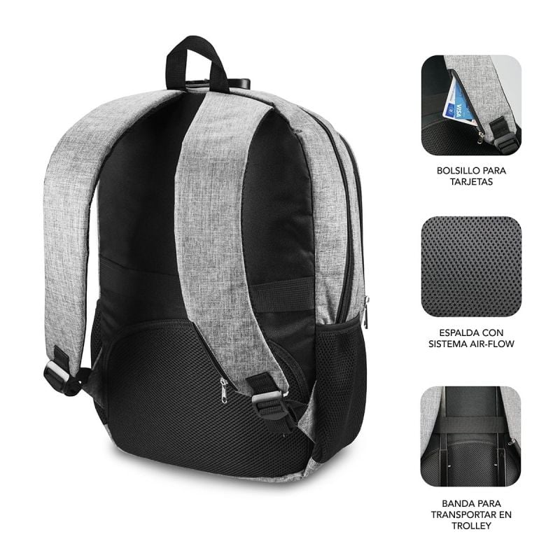 Mochila Subblim Urban Lock para Computadores Portáteis Até 16" / Porta USB / Antirroubo / Cinzento