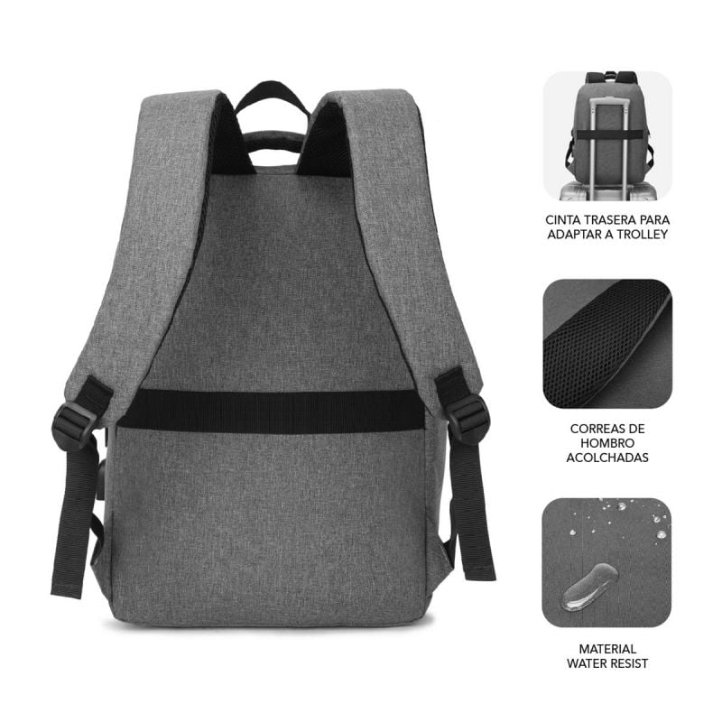 Mochila Subblim City para Computadores Portáteis Até 15,6" / Porta USB / Cinzento