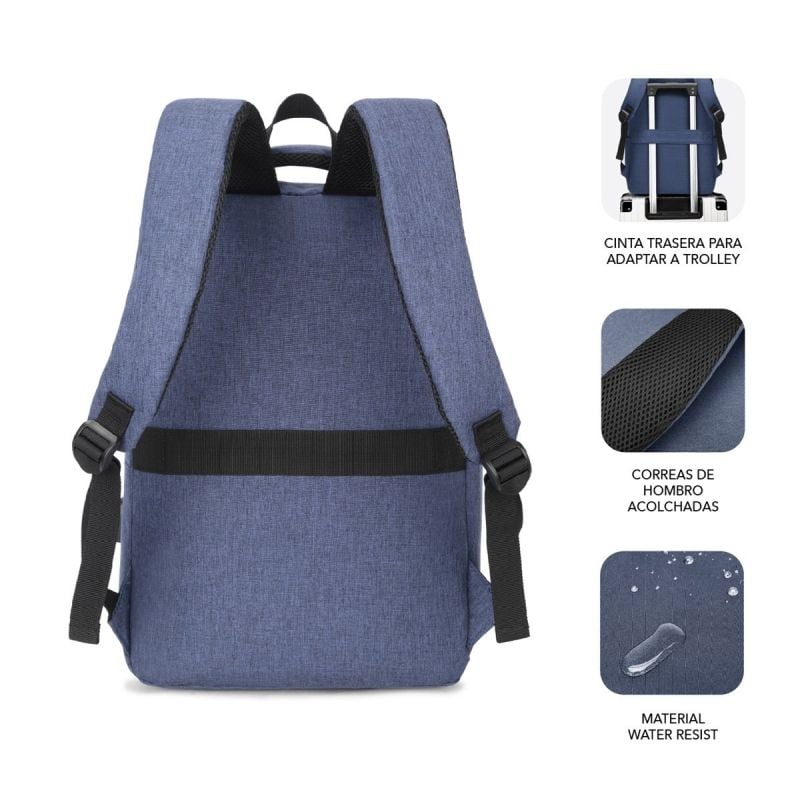 Mochila Subblim City para Computadores Portáteis Até 15,6" / Porta USB / Azul
