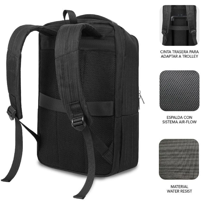 Mochila Subblim Business V2 AP para Computadores Portáteis Até 15,6" / Porta USB / Preto