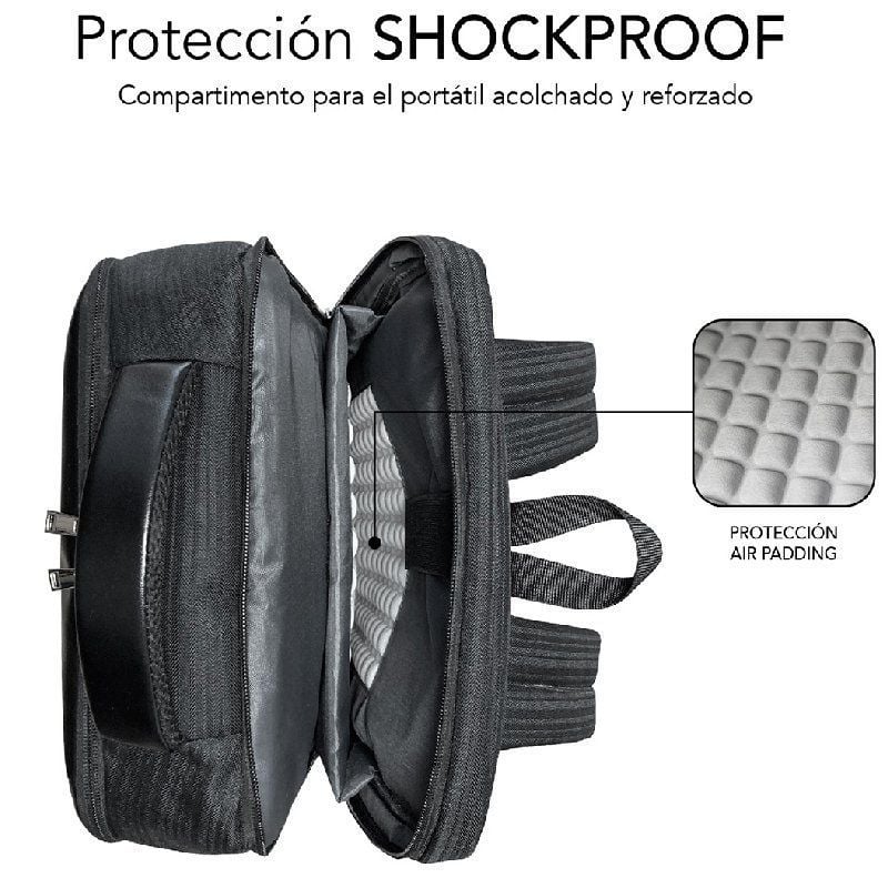 Mochila Subblim Business V2 AP para Computadores Portáteis Até 15,6" / Porta USB / Preto