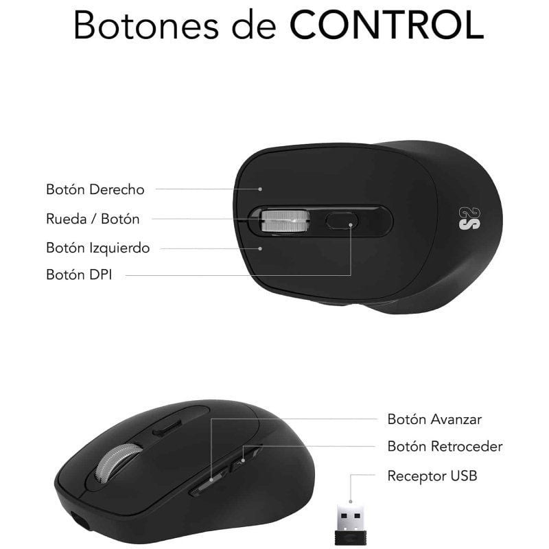 Rato Ergonómico sem Fios Bluetooth / 2.4ghz Subblim Comfort Ergo Dual Battery / Bateria Recarregáve…