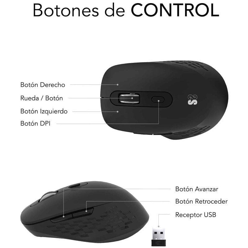 Rato Ergonómico sem Fios Bluetooth / 2.4ghz Subblim Curve Ergo Dual Battery / Bateria Recarregável…