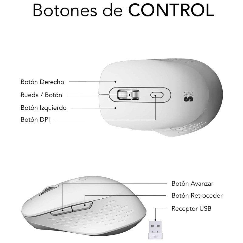 Rato Ergonómico sem Fios Bluetooth / 2.4ghz Subblim Curve Ergo Dual Battery / Bateria Recarregável…