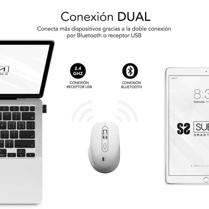 Rato Ergonómico sem Fios Bluetooth / 2.4ghz Subblim Curve Ergo Dual Battery / Bateria Recarregável…