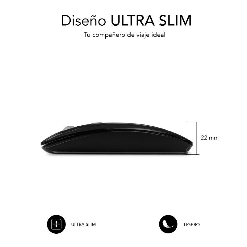 Subblim Dual Flat Wireless Bluetooth Mouse / Bateria Recarregável / Até 1600 DPI
