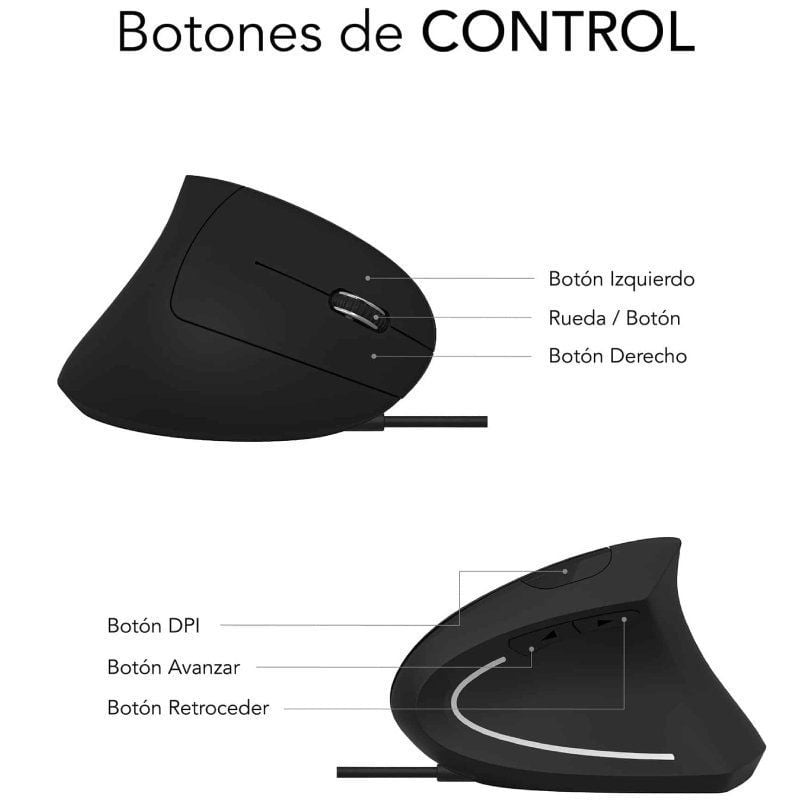 Rato Vertical com Fios Subblim Glide Vertical Ergo / Até 1600 DPI / Preto