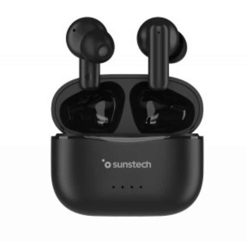 Sunstech WAVEPODSBK Auscultadores Bluetooth com Estojo de Carregamento / 4,5h de Autonomia / Preto