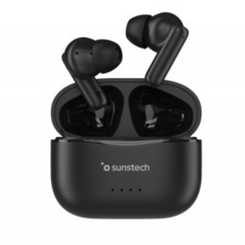 Sunstech WAVEPODSBK Auscultadores Bluetooth com Estojo de Carregamento / 4,5h de Autonomia / Preto