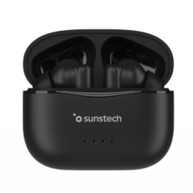 Sunstech WAVEPODSBK Auscultadores Bluetooth com Estojo de Carregamento / 4,5h de Autonomia / Preto