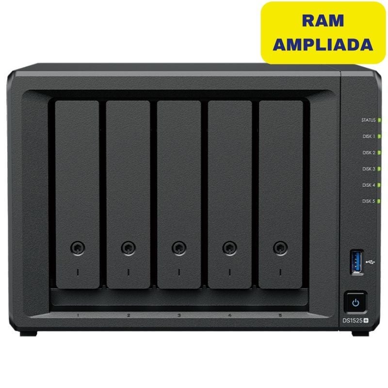 Synology Diskstation Ds1525+ NAS / 5 Compartimentos 3,5"- 2,5" / 16GB DDR4 / Formato de Torre