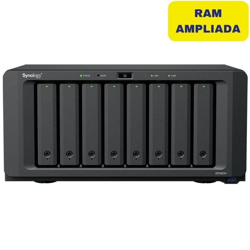 Synology Diskstation Ds1825+ NAS / 8 Compartimentos 3,5"- 2,5" / 16GB DDR4 / Formato de Torre