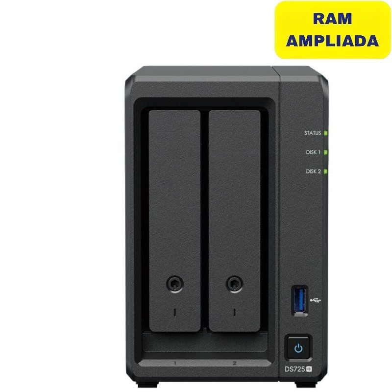 Synology Diskstation Ds725+ NAS / 2 Compartimentos 3,5"- 2,5" / 32GB DDR4 / Formato de Torre