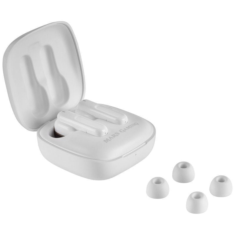 Auricular Bluetooth Mars Gaming MHIB com Estojo de Carregamento / Autonomia 4h / Branco