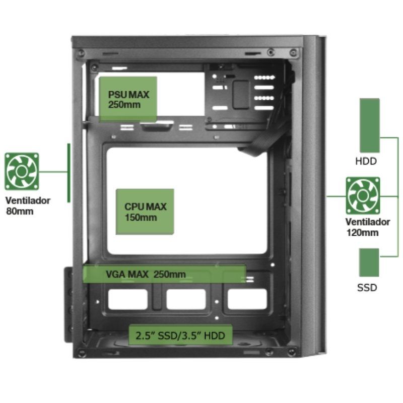 Caixa Mini Torre Anima AC6500 com Fonte de Alimentação de 500 W