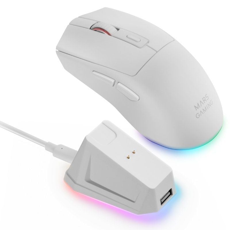 Rato Gaming sem Fios Mars Gaming Mm-t3 / Bateria Recarregável / Até 14400 DPI / Branco