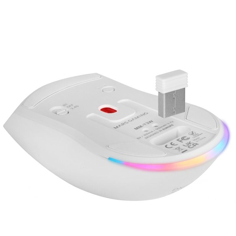 Rato Gaming sem Fios Mars Gaming Mm-t3 / Bateria Recarregável / Até 14400 DPI / Branco