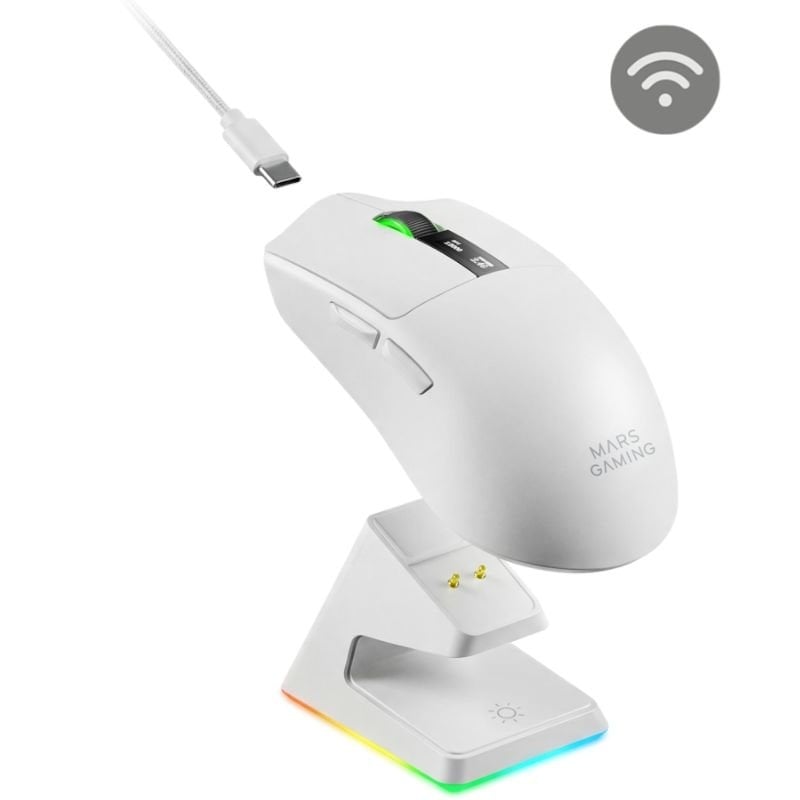 Rato de Jogos sem Fios Mars Gaming Mmw-elite / Bateria Recarregável / Até 20 000 DPI / Branco