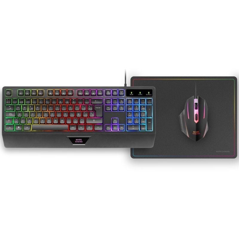 Mars Gaming MCP124 Gaming Pack / Teclado H-mech + Rato Ótico + Tapete de Rato / Preto