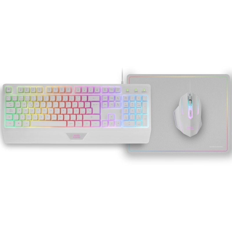 Mars Gaming MCP124 Gaming Pack / Teclado H-mech + Rato Ótico + Tapete de Rato / Branco