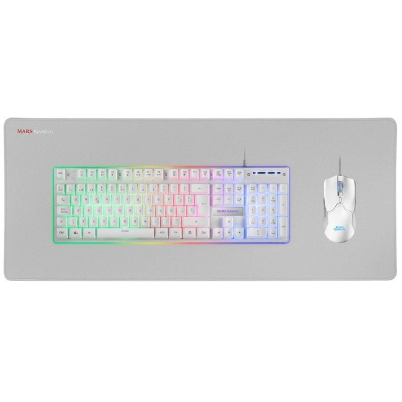 Mars Gaming MCPX Gaming Pack / Teclado H-mech + Rato Ótico + Tapete de Rato / Branco