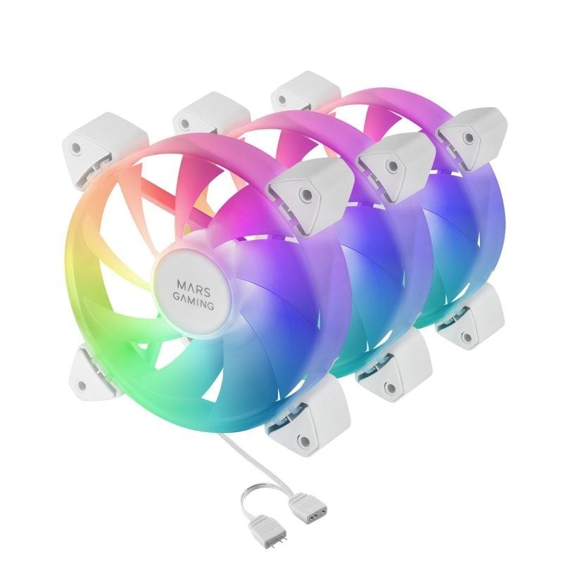Pack 3 Ventoinhas Mars Gaming Mf-3a / 12cm / ARGB / Branco