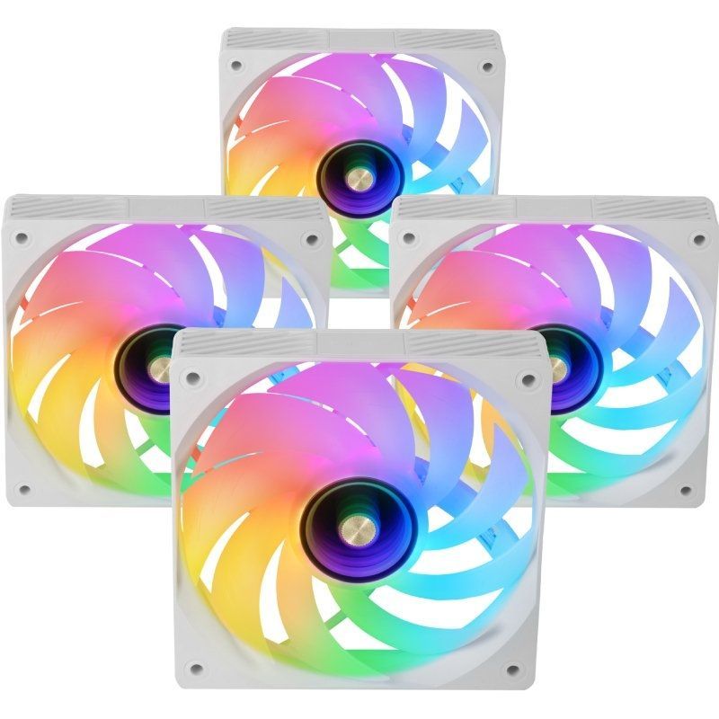 Pack 4 Ventoinhas Mars Gaming Mf-si4kit / 12cm + HUB + Controlo Remoto / ARGB / Branco