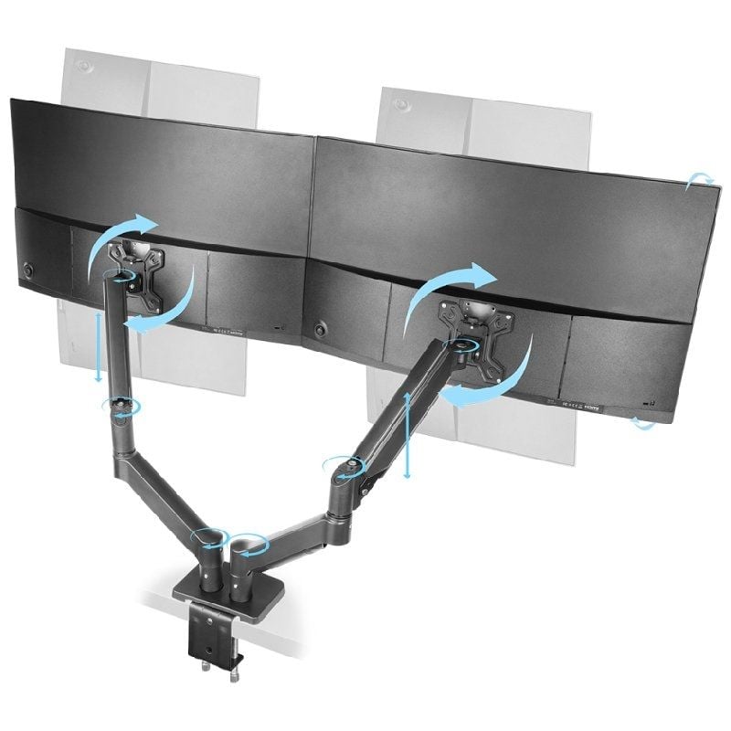 Mars Gaming Marm-pro2 Suporte de Mesa para 2 Monitores / Giratório / Inclinado / Rotativo / Até 10kg