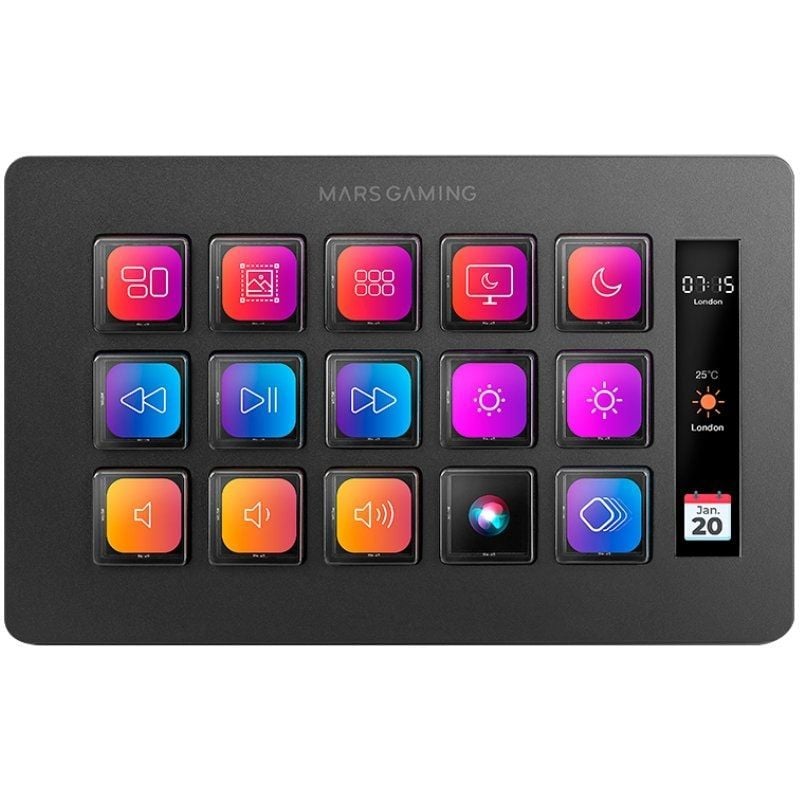 Stream Deck Slim Mars Gaming Msd-one / 15 Teclas LCD / Preto