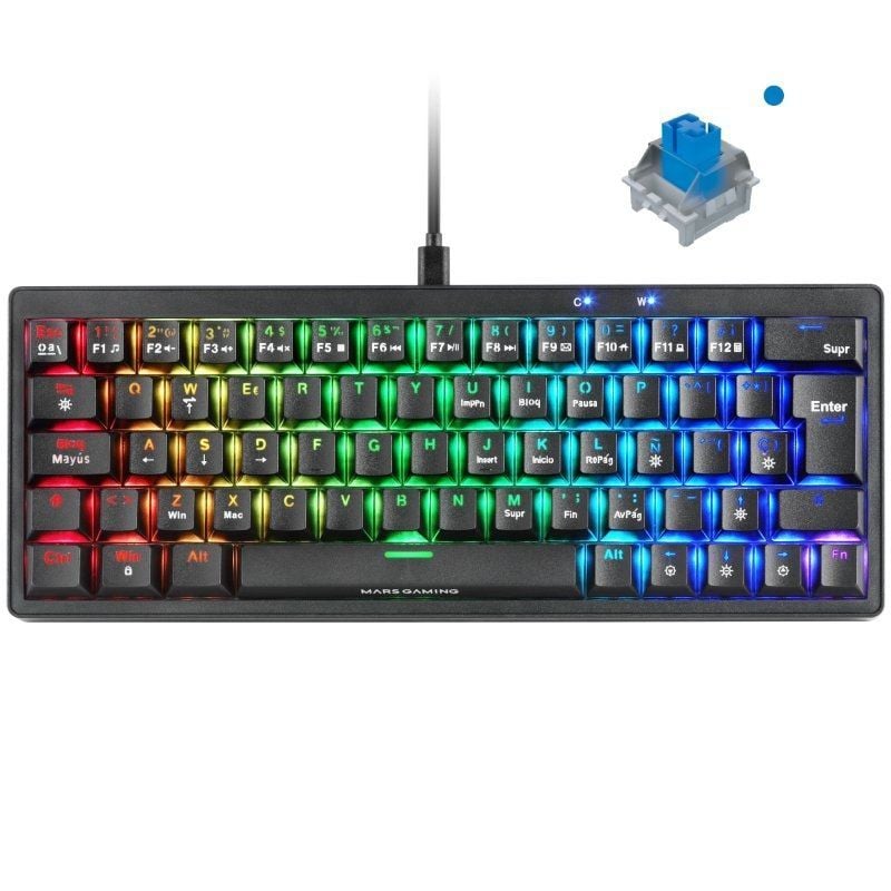 Teclado Mecânico para Jogos Mars Gaming MKMINIPRO / Switch Azul / Preto