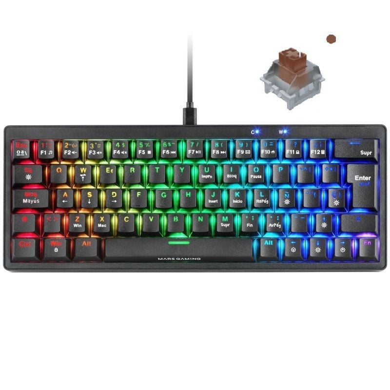 Teclado Mecânico para Jogos Mars Gaming MKMINIPRO / Switch Castanho / Preto