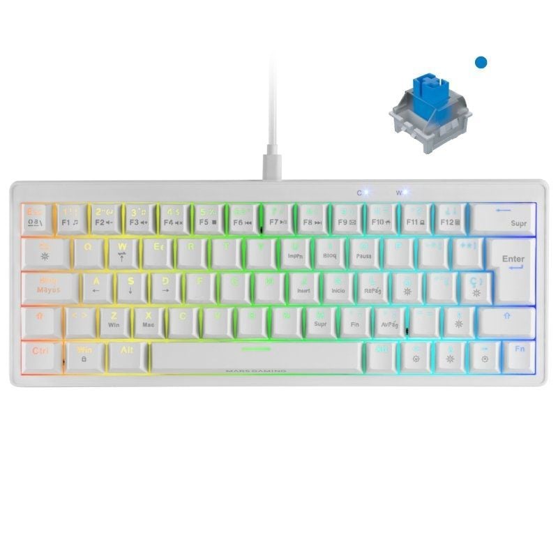 Teclado Mecânico para Jogos Mars Gaming MKMINIPRO / Switch Azul / Branco