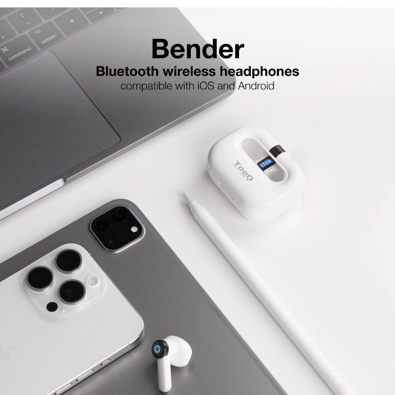 Tooq Bender Auscultadores Bluetooth Tqbwh-0031w com Estojo de Carregamento / Autonomia 4h / Branco