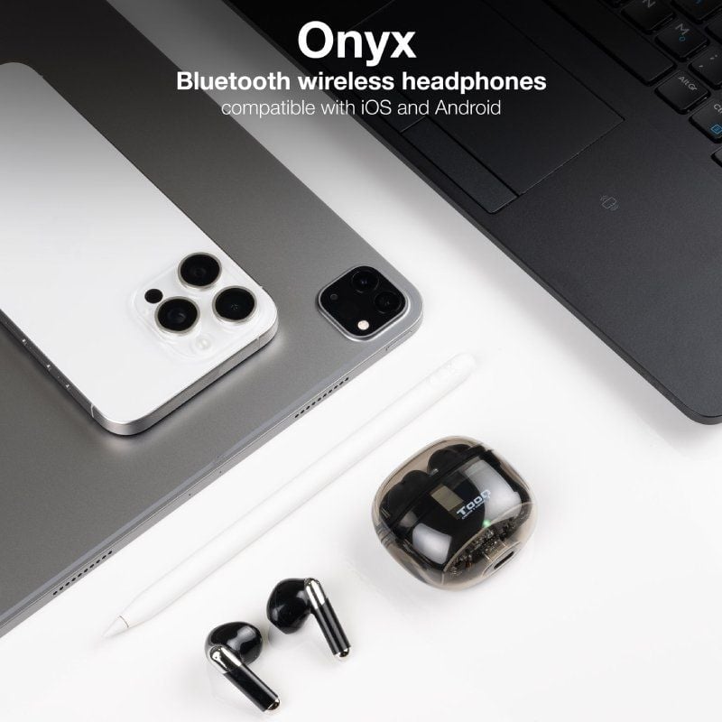 Auscultadores Bluetooth Tooq Onyx Tqbwh-0054b com Estojo de Carregamento / Autonomia 4h / Preto