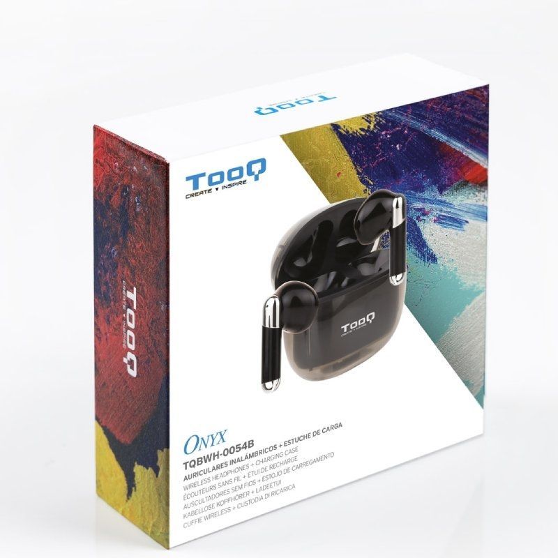 Auscultadores Bluetooth Tooq Onyx Tqbwh-0054b com Estojo de Carregamento / Autonomia 4h / Preto