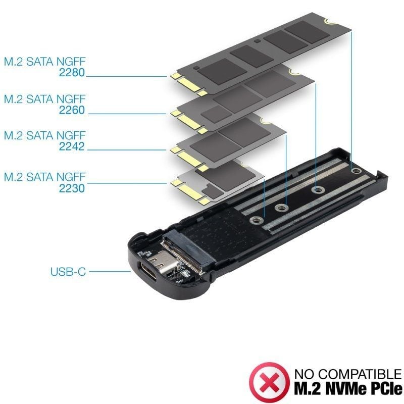Tooq Tqe-2202br Compartimento Externo para SSD M.2 / USB 3.1 Gen2 / sem Parafusos