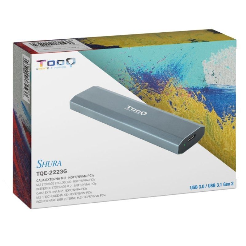Tooq Tqe-2223g M.2 NVME Caixa Externa para SSD / USB 3.2 / sem Parafusos