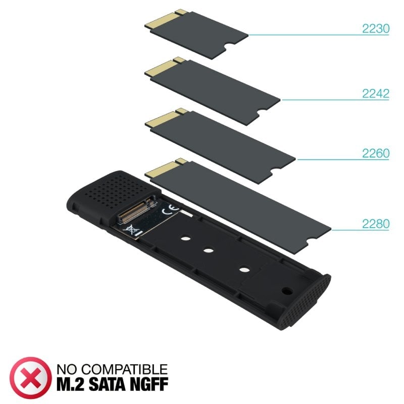 Caixa Externa para Disco SSD M.2 NVME Tooq Tqe-2231b / USB 3.1
